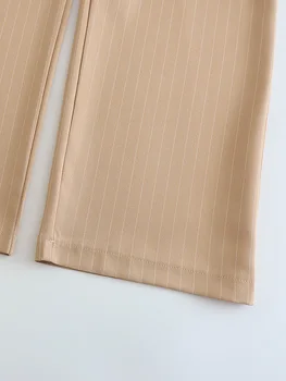 Două Bucata Set De Birou Elegant Cu Dungi De Costume Pentru Femei 2022 Singur Buton Sacou Seturi Și Picior Drept Pantaloni Seturi De Haine Femei