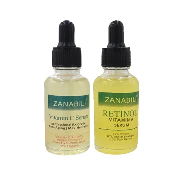 ZANABILI Retinol Pur, Vitamina a De 2,5% + 30% Vitamina C + E ACID HIALURONIC Ser Facial Anti-Imbatranire Crema de Fata Hidratanta