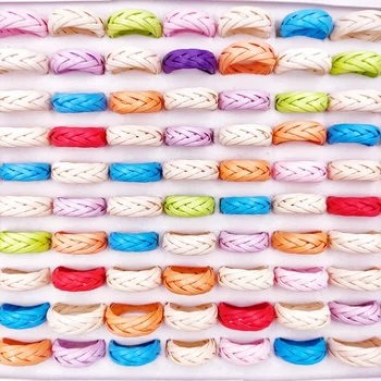 50/100buc/Lot Manual Țese Inele pentru Femei Mix Colorat Iarba de Viță de vie Fata de Inelul de Partid Farmec Accesorii Bijuterii en-Gros Anillos