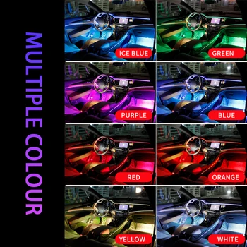 Led-uri Auto de Interior Decorative de Lumină Ambientală de Fundal EL Neon Banda RGB mai Multe Moduri de Sunet App de Control Auto Atmosfera Lampă de 12v