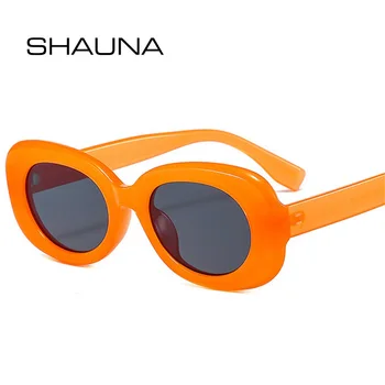 SHAUNA Retro Mici, Ovale ochelari de Soare Femei de Moda Jeleu Portocaliu Verde Ochelari de Nuante UV400 Bărbați Gri Gradient de culoare Roz Ochelari de Soare