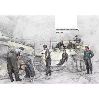 1/35 Rășină Turnate Model Personaj de-al doilea RĂZBOI mondial de Tancuri germane de Întreținere a Echipajului, 1943-44 ,8 Persoane, Transport Gratuit DIY Jucării Diorama