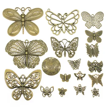 WYSIWYG 40g Culoare Bronz Antic Aliaj de Zinc Aleatoare se Amestecă Stiluri Fluture Farmecul Manual DIY Meșteșug Pentru a Face Bijuterii