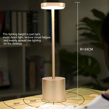 LED din Aliaj de Aluminiu rezistent la apa Lampă de Birou Touch Dimmer Reincarcabila de Metal Masa Lampa Pentru Noptiera Camera de zi Lampa de Citit