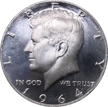 1964 D Statele Unite ale americii Monedă America 1/2 Dolar Kennedy Jumătate de Dolari SUA de cupru si nichel Placat cu Argint Suvenir de Colectie Monede de Metal