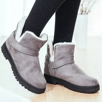 Cald scurtă de blană de pluș de culoare solidă femei cizme de zăpadă de iarnă 2022 toamna glezna cizme pentru femei din bumbac pantofi bayan spor bot