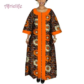 Bazin Ocazional O-Linie Lung Rochie Plus Dimensiune Africane, Rochii Femei, Moda, Design Tradițional Dashiki Imprimare Doamna Îmbrăcăminte WY4095