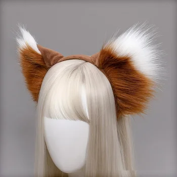 Plus Lolita Frizură Lup Ureche Faux Blana Hairband Bara De Partid Anime Cosplay Mascarada Fox Ureche Styling Banda De Susținere Accesorii De Par