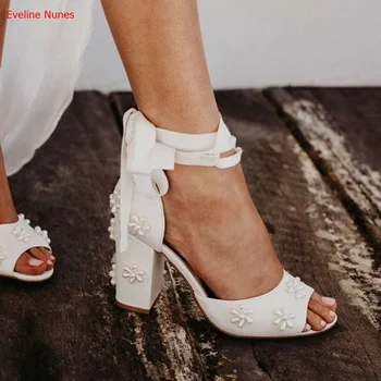 Imprimare alb Retro Sandale de Vara Femei Nou Un Cuvânt Catarama Rotund Toe Moda Sexy și Toate-meci de Bună Calitate Tocuri inalte
