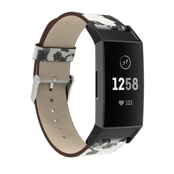 Floare Banda de Imprimare pentru Fitbit Charge 4 3 Curele din Piele Interschimbabile Smart Fitness Uita-te la Banda Cu Conector Inoxidabil