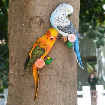Rășină Papagal Perus Statuie Arbore Montat pe Perete DIY Grădină în aer liber de Decorare Animal Sculptura Pentru Biroul de Acasă Decor Ornament