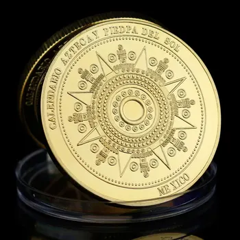 Mexic Mayan Calendar Aztec Arta Profeției Cultura Aur, Monede De Colecție, Placat Cu Aur De Suveniruri Monede