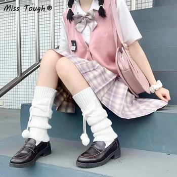 Iarna Kawaii Picior Cald Femei Stil Japonez Cu Blană Lungă Pierde Cizme, Ciorapi Sex Feminin Solid Lolita Dulce Cald Tricotate Stoc 2022