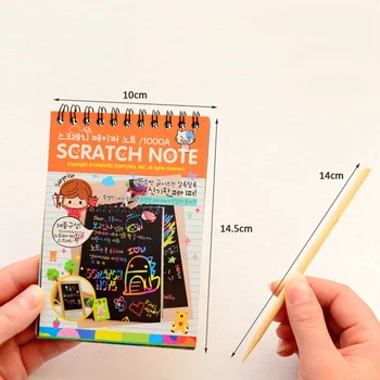 DIY Drăguț Kawaii Bobina Graffiti Notebook Pagină Neagră Magie Carte de Desen Pictura Notepad pentru Copii Notepad Cadou de Papetărie