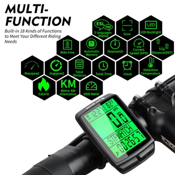 VEST CICLISM MTB Drum de Munte cu Bicicleta Cronometru 5 Limba Wireless Biciclete Calculator rezistent la apa Vitezometru LED Backlight Kilometrajul