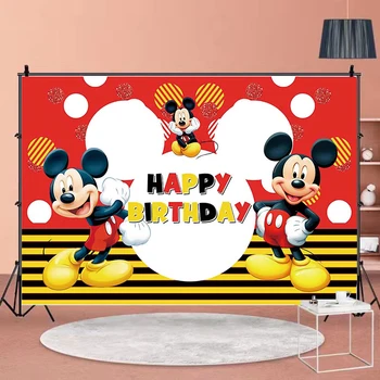 Personaliza Gratuit Disney Mickey Mouse Petrecerea Fundaluri Minnie Mouse Perete De Fundal Pânză Copil De Dus La Petrecerea De Ziua Decor