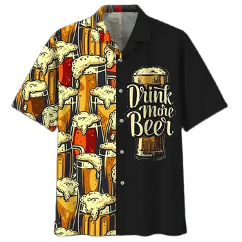 Camasa hawaiiana de Imprimare 3d Bere cu mânecă Scurtă Cubanez Tricoul Beach Wear Tricou Top Petrecere Stil Vintage Pentru Barbati, Femei, Îmbrăcăminte pentru Bărbați