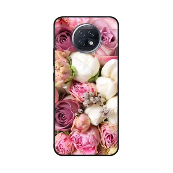 Moda Flori de Telefon Caz pentru Redmi Notă 9T 5G Silicon Moale Capacul din Spate pentru Xiaomi Redmi Notă 9t 9 t Global Caz TPU Negru Etui