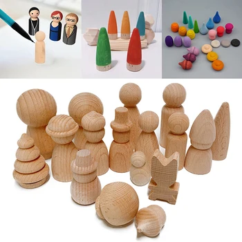 1 BUC DIY Artizanat din Lemn Peg Păpuși Ins Con Bloc din Lemn de Fag Jucărie Craft Supplies Decor Lemn Neterminate Papusa
