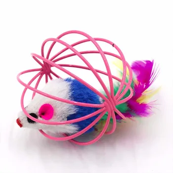 Jucarie pisica în Cuști Rat Jucării de Pluș de Culoare Aleatorii Pisoi Catcher Câine Jucărie Amuzant Jucărie de Pluș Mouse-ul în Cușcă Interactive Consumabile pentru animale de Companie