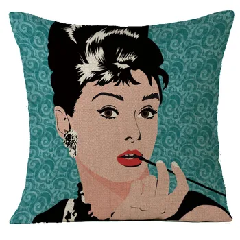 45x45cm Vintage cu Audrey Hepburn Perne Decorative Caz Pernă de Pluș Acoperă Pernă Canapea Alb Negru Pernă Acoperă
