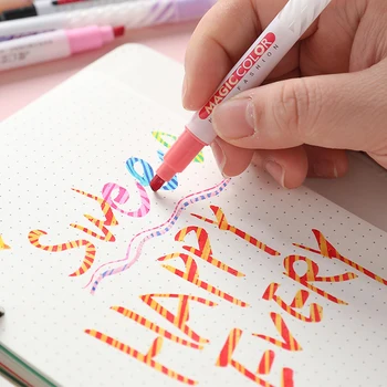 EZONE 12buc Dual Sfaturi creioane Colorate Schimbă Culoarea Markere Markere de Arta Markeri pentru a Lua Notă de Cadou de Crăciun Carte de a Face