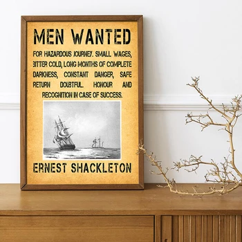 Ernest Shackleton Bărbați Vrut Poster de Epocă Expediția Antarctica Panza Pictura Retro Poze de Perete pentru Camera de zi Decor Acasă