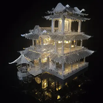 Tianyin Pavilion Scena de Teatru 3D Metal Modelul Asamblat Manual DIY din Oțel Inoxidabil Puzzle 3D Extrem de Dificil Puzzle-uri pentru Adulți