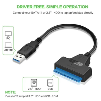 USB 3.0 SATA 3 Cablu Sata la USB 3.0 Adaptor de Până la 6 Gbps Sprijin Extern de 2.5 Inch SSD HDD Hard Disk 22 Pin Cablu Sata III