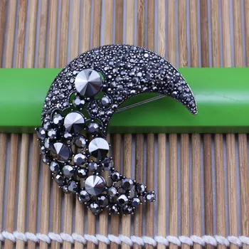 TANGTANG Bijuterii Pin Stras de Cristal Negru Luna Brosa de Epocă Culoare Unice Broșe Pentru Eșarfă Ace Pentru Bărbați Și Femei BH8381