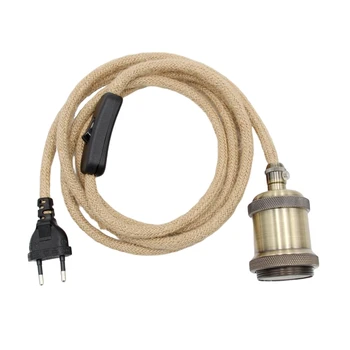 Stil Vintage Cânepă Frânghie Pandantiv Lumina Cablul de Kituri Europene Plug Switch Vintage E27 Lampă Titular pentru Simplu Agățat Lampa Decor