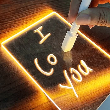 3D Notă Bord Creativ a Condus Lumina de Noapte Message Board Lumină de Vacanță Cu Pix Cadou Pentru Copii Prietena Decor Lampă de Noapte