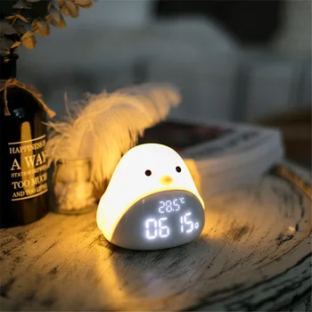Silicon de Desene animate de Păsări în Timp Lumina de Noapte Ceas cu Alarmă Digital Touch serviciu de Trezire LED-uri Lampa de Noapte Pentru Copii Cadouri Noptieră Lumina