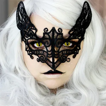 Mască de Halloween Sexy pisica neagra Dantela Gol Masca Femei Petrecere Club de noapte Regina Ochi Masca de Bal Mascat Bal Costum Erotic Măști
