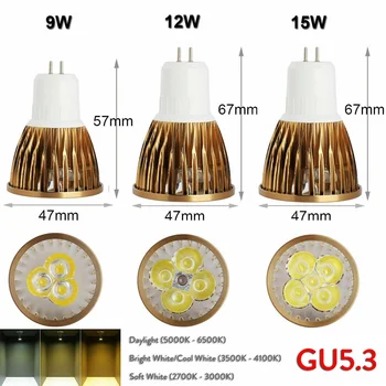 GU10 Bec LED Lumina Reflectoarelor E12 B22 B15 E27 E14, MR16 12V DC 9W 12W 15W Înlocuiți Lampa cu Halogen AC 85-240V Lămpi de Economisire a Energiei