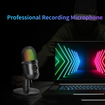 RGB USB Microfon Condensator Profesional Voce Fluxuri Mic Studio de Înregistrare Micro pentru PC Jocuri Video de pe YouTube Mikrofo/Microfon