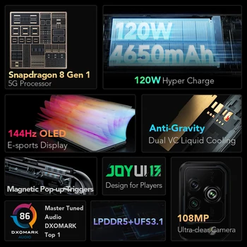 [Premiera] Black Shark 5 Pro Snapdragon 8 Gen 1 Jocuri Telefon 108M Camera 120W Super Charge Celular NFC
