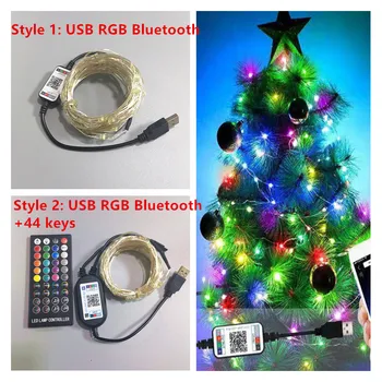 RGB App Bluetooth de la Distanță Șir de Lumini de Crăciun Zână Iluminat Siruri de caractere pentru Exterior Nuntă Vacanță Xmas Party Decor Acasă