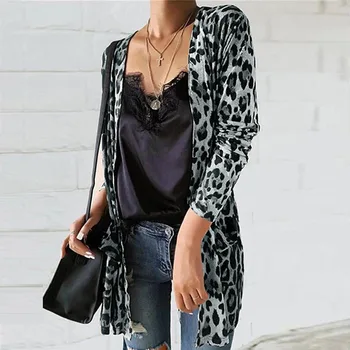 Moda Femei Pulovere Cardigan Cu Maneci Lungi Leopard De Imprimare Tricotate Cardigan Pentru Femei Pulover Haina Topuri Femei Sacouri Jachete