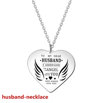 Câteva Bijuterii Pentru Soțul Meu Drag / Cu Frumoasa Mea Soție Inima Breloc Oțel Titan Pandantiv Colier
