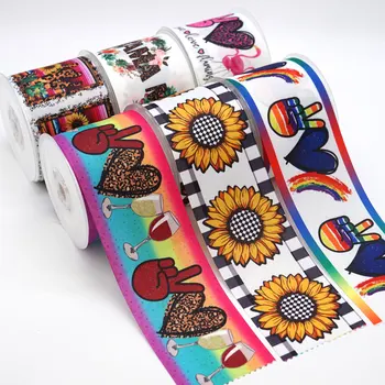 Flori de soare Mexic stil Grosgrain panglică Imprimată DIY Arta Handmade Materiale Panglici și diy arcuri caseta 46594