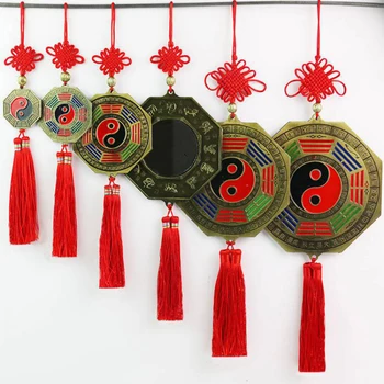Cu Feng Shui Ornamente Guardian Leu Musca O Sabie Oglindă Bagua Chineză Nod Canaf Norocos Monede Farmecul De Decor Pentru Casa Cadouri De Partid
