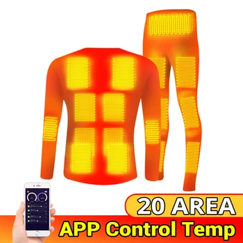 Iarna Încălzire Lenjerie Costum USB Alimentat de la Baterie Inteligent de Control al Temperaturii Electrice Incalzite Fleece Căptușit de Schi Termică Topuri Pantaloni