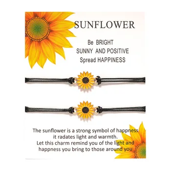 Manual De Floarea-Soarelui Rugându-Se De Mână Pandantiv Brățară Împletit Cel Mai Bun Prieneti Țesut Lanț De Frânghie Brățară Pentru Prietenul Iubitor De Cel Mai Bun Cadou