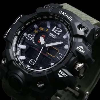 SMAEL Brand Barbati Ceasuri Sport Dual Display Analog Digital cu LED-uri Electronice de Cuarț Ceasuri de mana rezistent la apa de Înot Ceas Militar