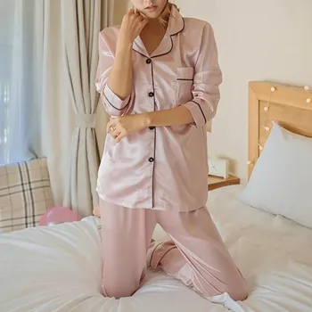 Femei Din Satin Pijamale Pijama Set Maneca Lunga, Pijamale Pijama, Pijamale Costum De Sex Feminin Dormi Două Bucata Set Body Plus Dimensiune