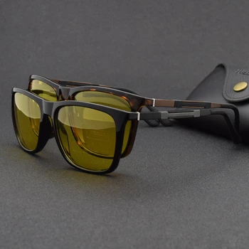 TUZENGYONG Femei Brand Pătrat ochelari de Soare Polarizat de Noapte Anti-Orbire Bărbați Galben lentile de Conducere Ochelari de Soare T0547