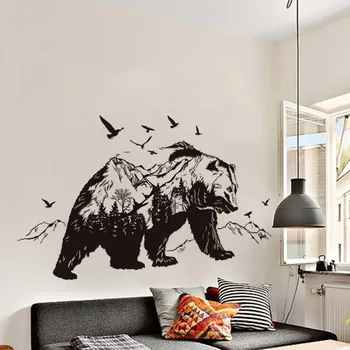 De munte, Urs Negru Animal Autocolant Camera de zi de Decorare Dormitor picturi Murale din PVC Autocolante de Perete M56
