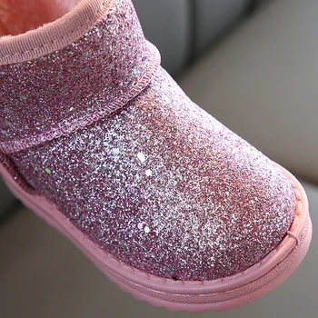 Iarna Noi Cizme de Zapada Copii Fete Sequin Printesa Cizme Scurte de Lână Îngroșarea Bumbac pentru Copii Pantofi