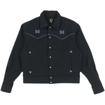 Ace negre Jachete Bărbați Femei Dungă Violet Fluture Brodat Logo-ul AWGE ACE Track Jacket High Street Îmbrăcăminte Paltoane